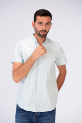 Mens Half Sleeved Slim Fit Basic Plain Shirt Made Of Lycra Poplin Material