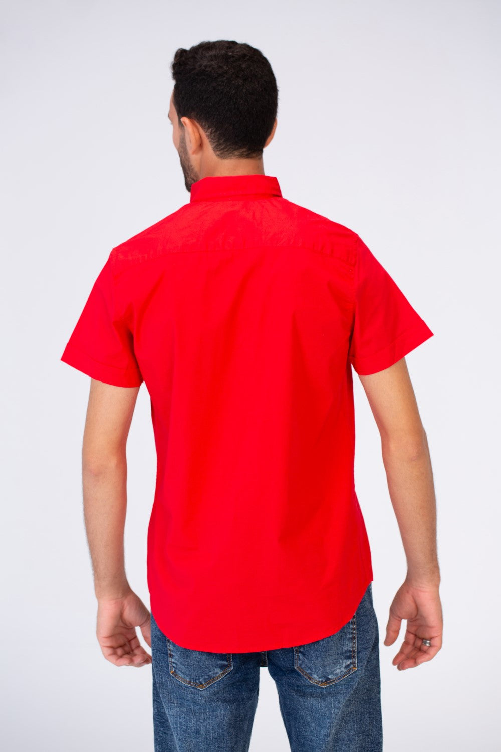 Mens Half Sleeved Slim Fit Basic Plain Shirt Made Of Lycra Poplin Material