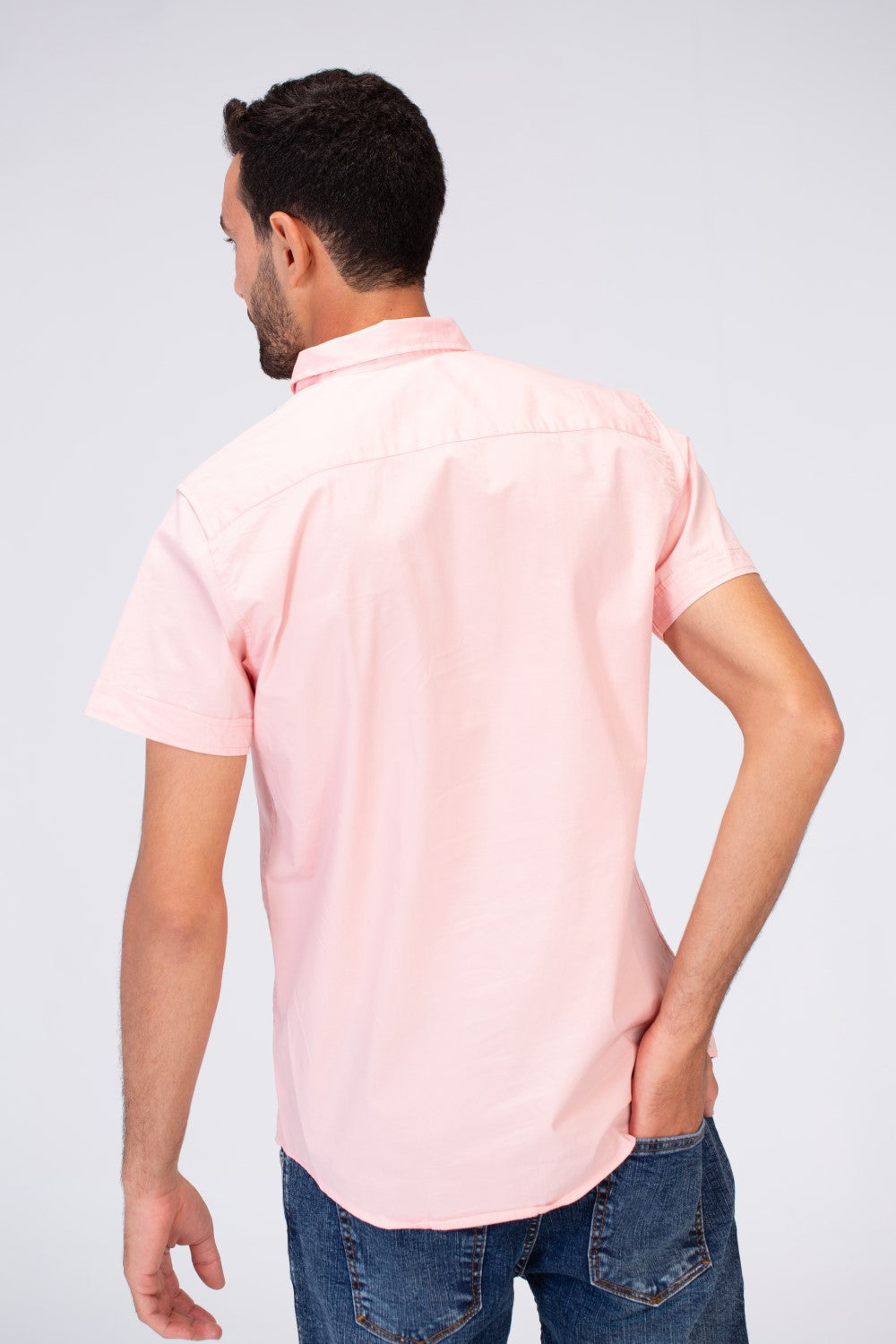 Mens Half Sleeved Slim Fit Basic Plain Shirt Made Of Lycra Poplin Material