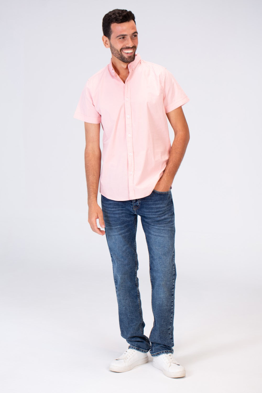 Mens Half Sleeved Slim Fit Basic Plain Shirt Made Of Lycra Poplin Material