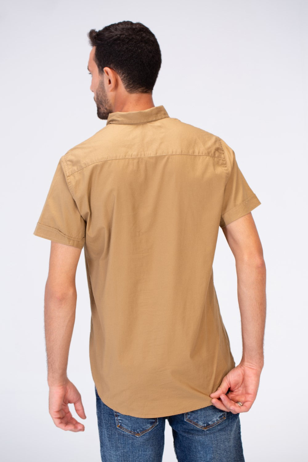 Mens Half Sleeved Slim Fit Basic Plain Shirt Made Of Lycra Poplin Material