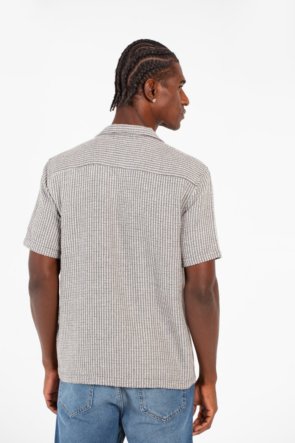 Men's Slim Fit Short Sleeve Striped Breathable Shirt With Front Pocket
