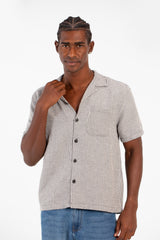 Men's Slim Fit Short Sleeve Striped Breathable Shirt With Front Pocket