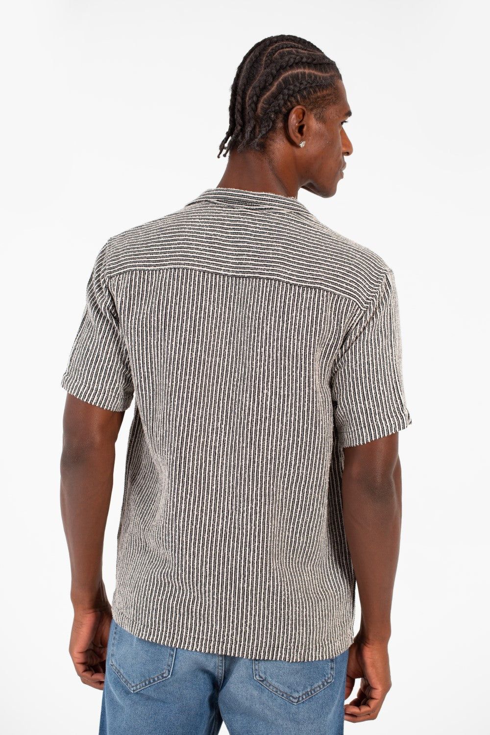 Men's Slim Fit Short Sleeve Striped Breathable Shirt With Front Pocket