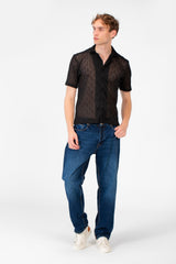 Men's Slim Fit Sheer Short Sleeve Mesh Shirt In Modern Design