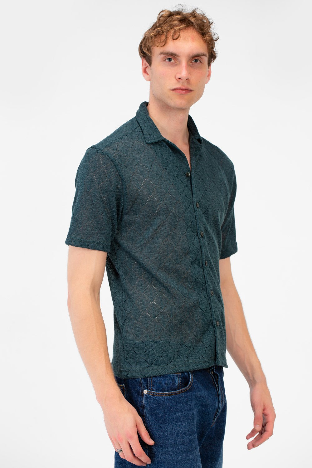 Men's Slim Fit Sheer Short Sleeve Mesh Shirt In Modern Design