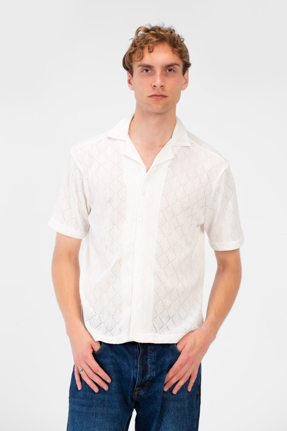 Men's Slim Fit Sheer Short Sleeve Mesh Shirt In Modern Design