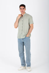 Mens Half Sleeve Jacar Slim Fit Shirt With A Unique Collar And Cut