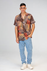 Mens Jakar Half Sleeve Shirt With Front Buttons And Full Print