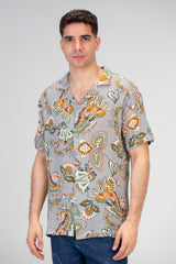 Mens Half Sleeve Jakar Slim Fit Shirt With All Over Summer Print