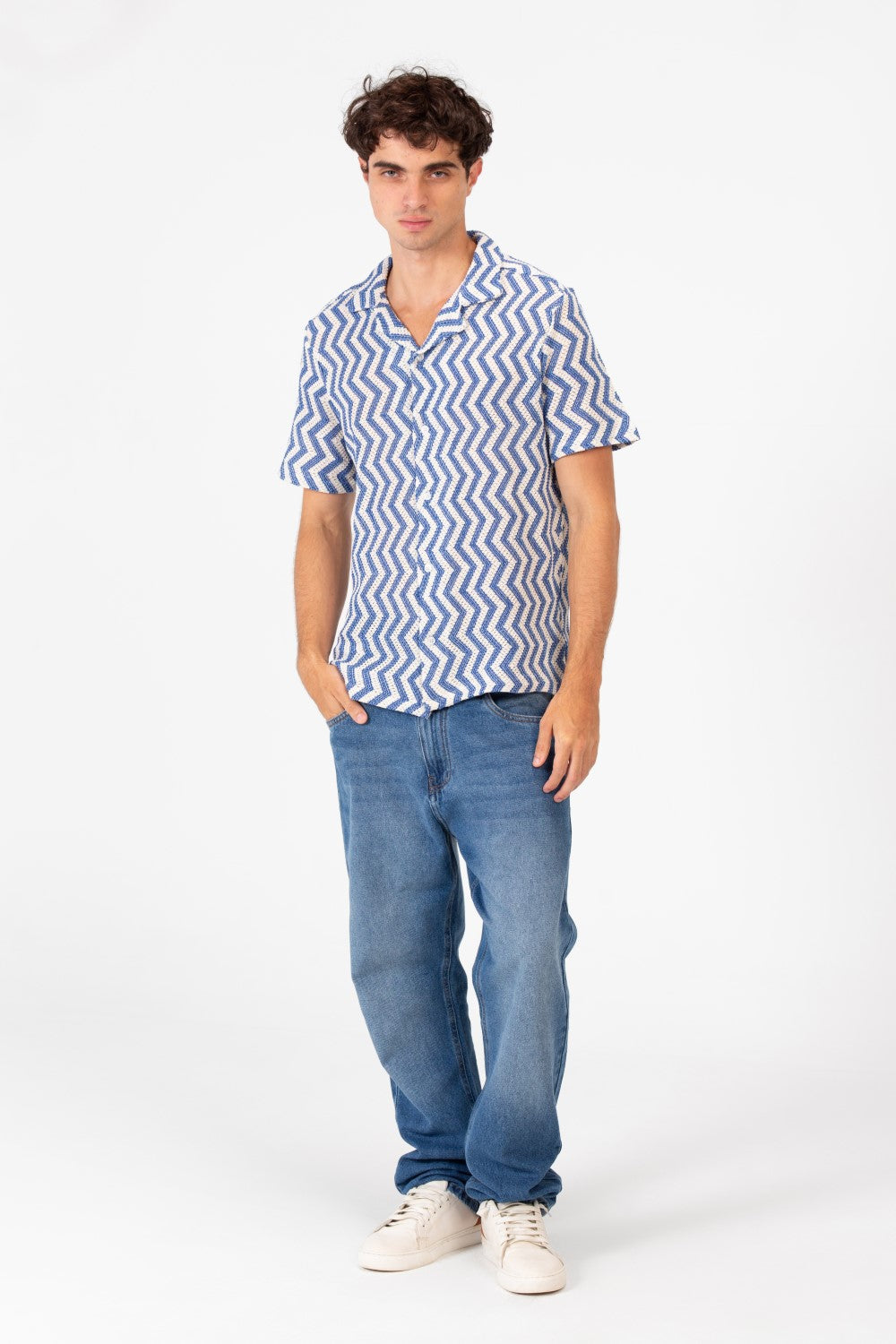 Men's Slim Fit Short Sleeve Jakar Mesh Shirt With Breathable High Quality Material