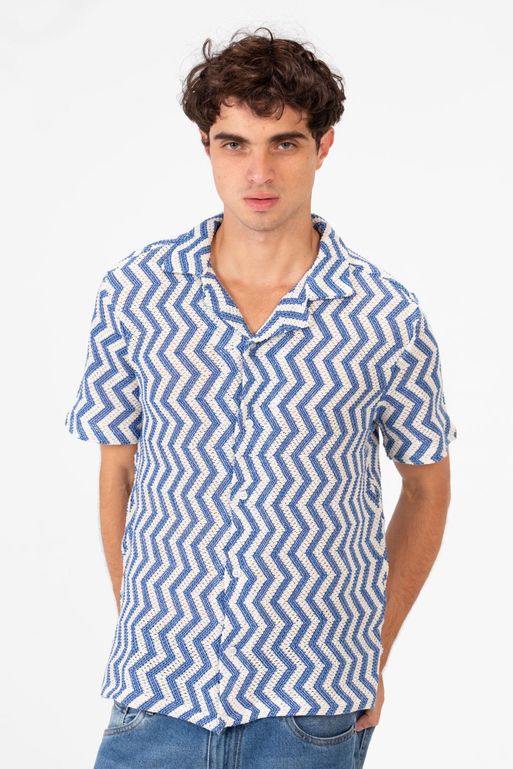 Men's Slim Fit Short Sleeve Jakar Mesh Shirt With Breathable High Quality Material