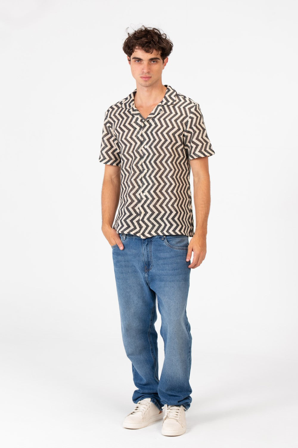 Men's Slim Fit Short Sleeve Jakar Mesh Shirt With Breathable High Quality Material