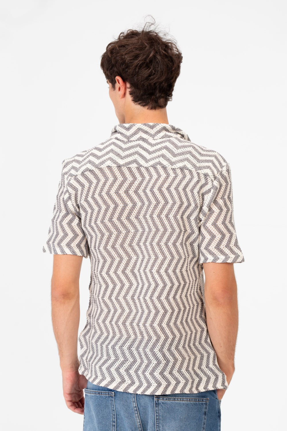 Men's Slim Fit Short Sleeve Jakar Mesh Shirt With Breathable High Quality Material