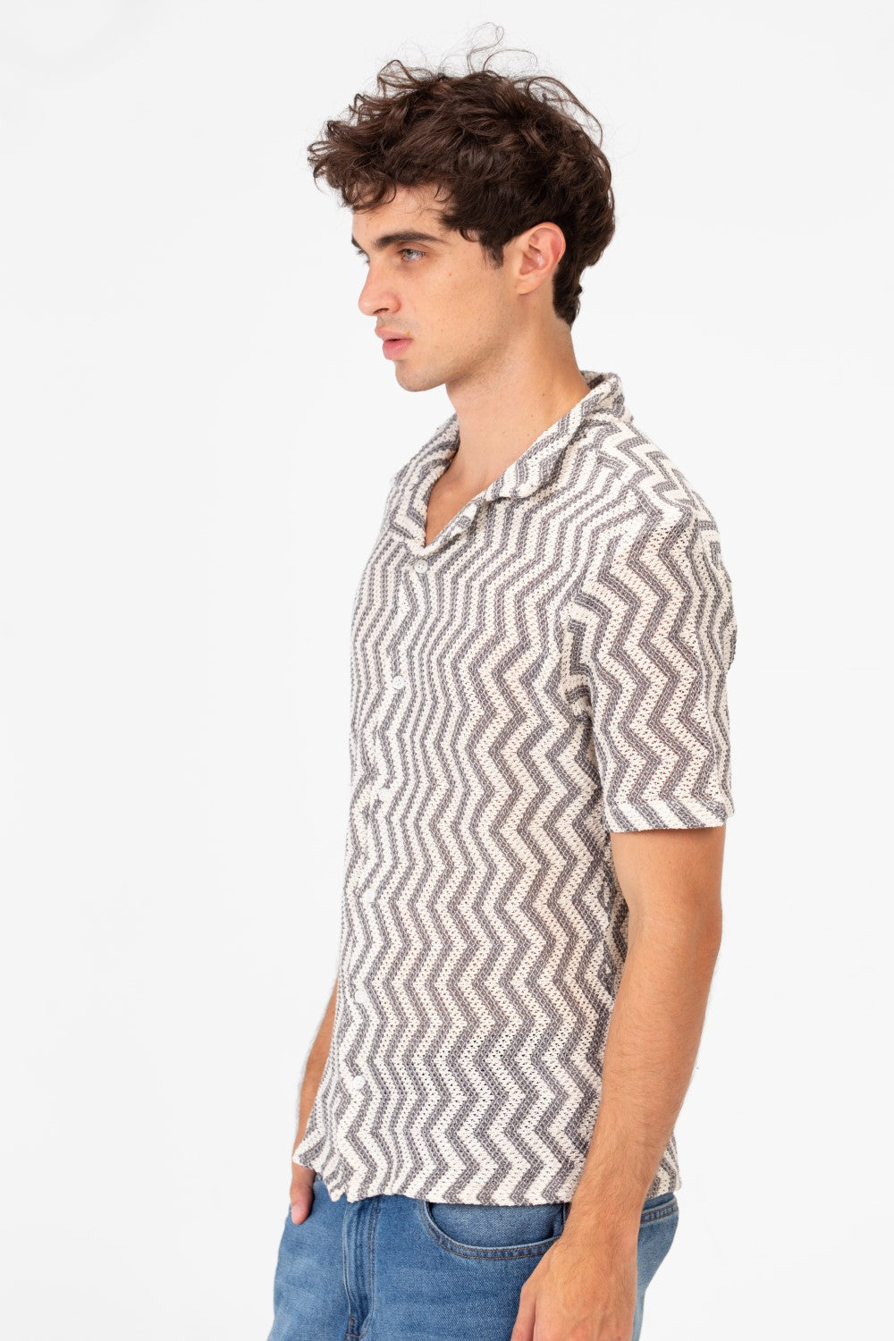 Men's Slim Fit Short Sleeve Jakar Mesh Shirt With Breathable High Quality Material