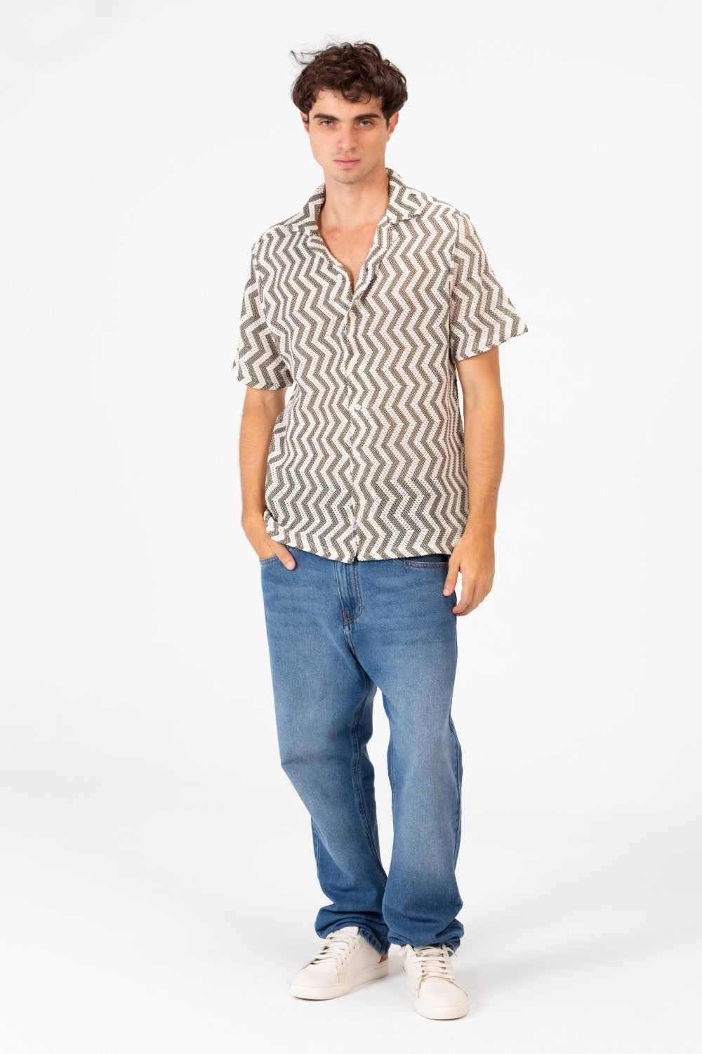 Men's Slim Fit Short Sleeve Jakar Mesh Shirt With Breathable High Quality Material