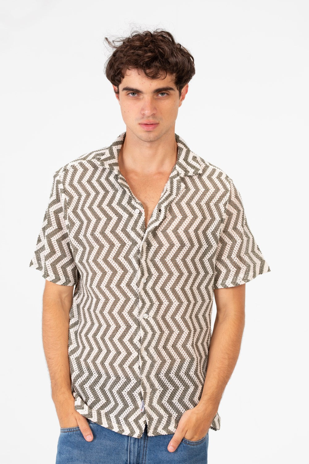 Men's Slim Fit Short Sleeve Jakar Mesh Shirt With Breathable High Quality Material