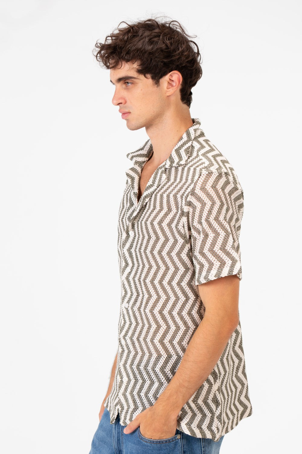 Men's Slim Fit Short Sleeve Jakar Mesh Shirt With Breathable High Quality Material