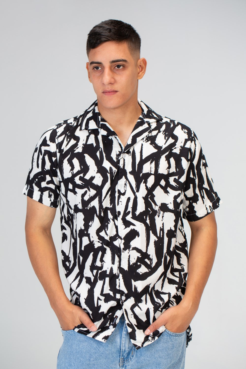 Mens Half Sleeved Jakar Printed Slim Fit Shirt Cotton Viscose