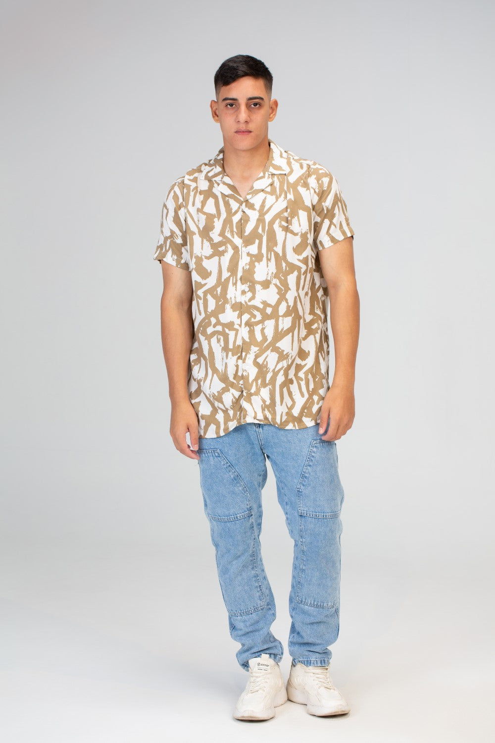 Mens Half Sleeved Jakar Printed Slim Fit Shirt Cotton Viscose