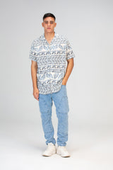 Mens Jakar Short Sleeved Slim Fit Shirt Made Of Viscose Cotton Material