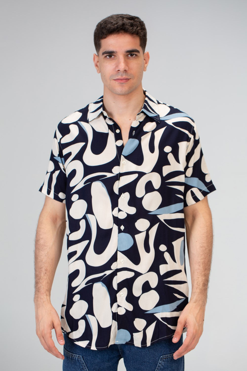 Mens Half Sleeved Jakar Printed Slim Fit Shirt With Cotton Viscose Material