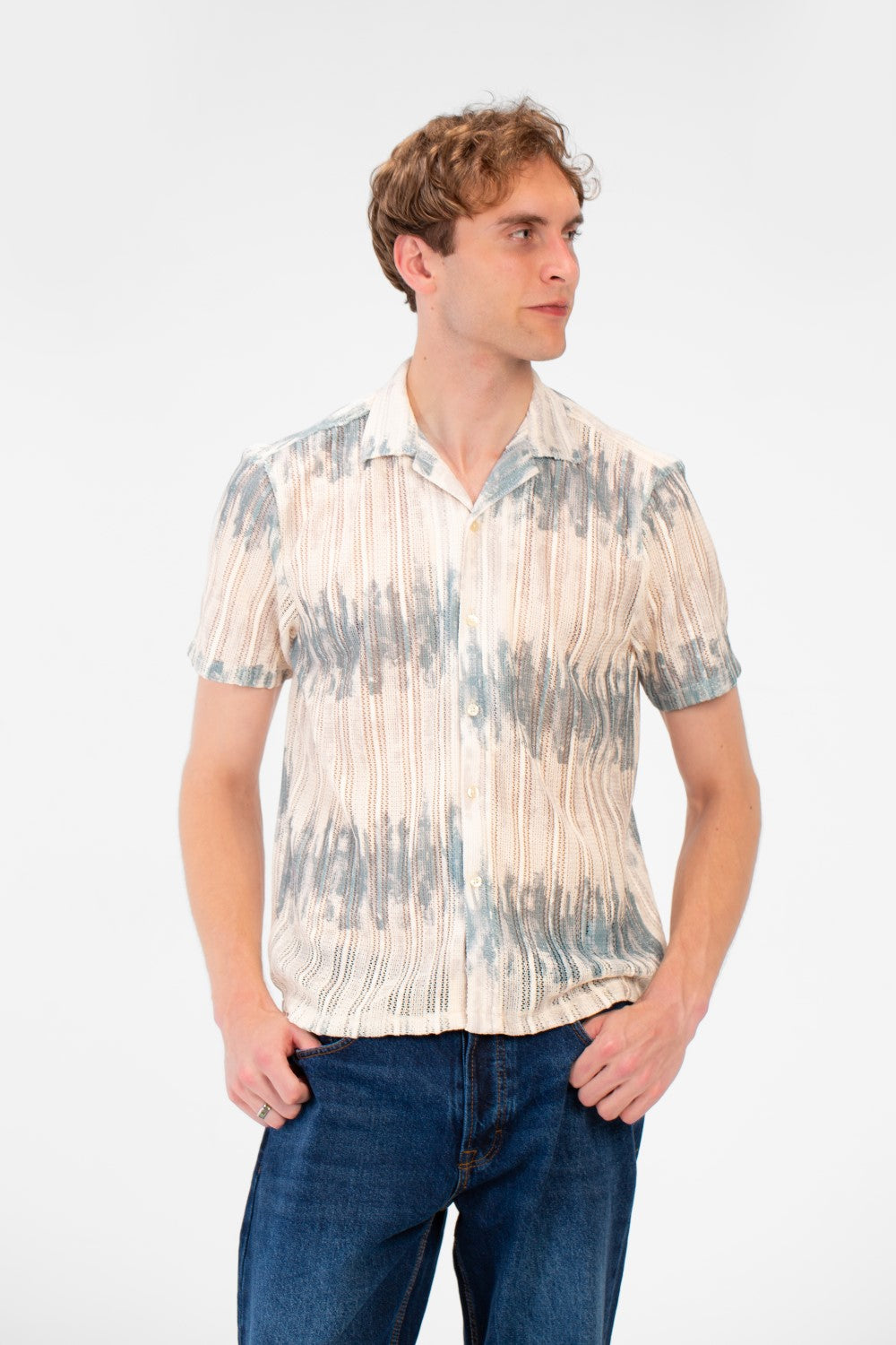 Men's Slim Fit Jakar Short Sleeve Collar Shirt