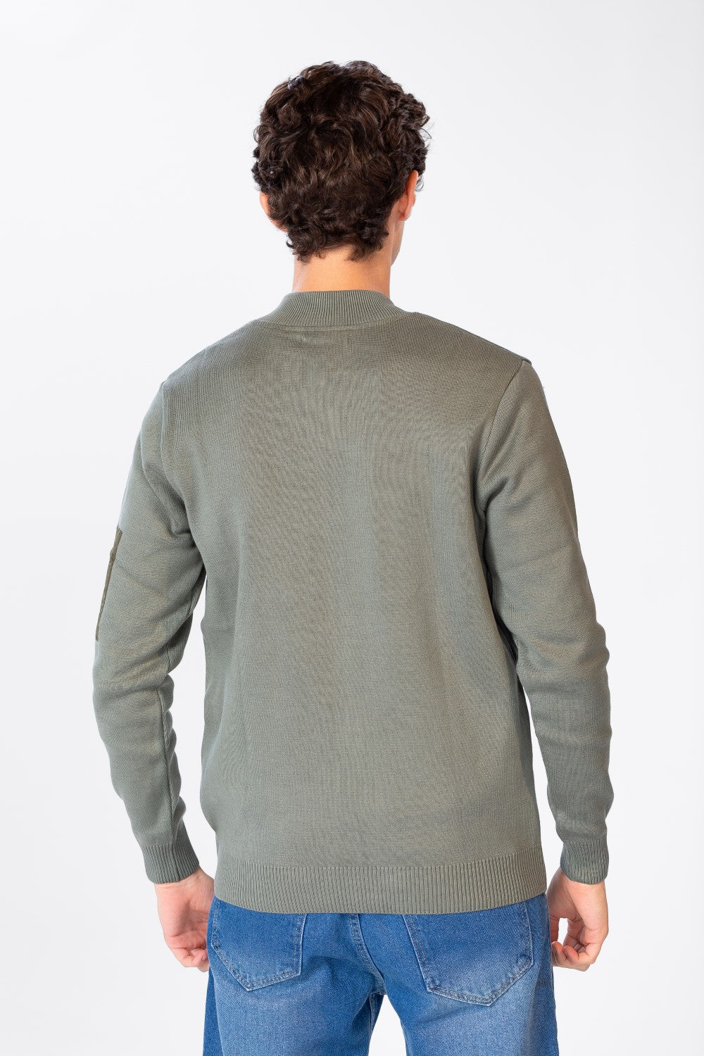 Men's Font Zipper Round Collar Pullover In Cotton