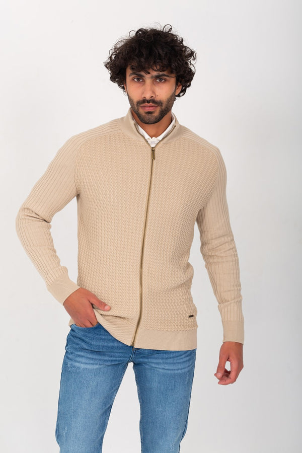 Men's Slim Fit Full Zipper Unique Style Soft Wool Pullover