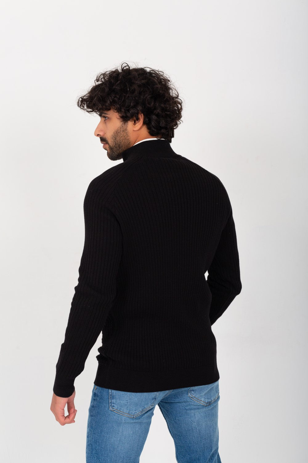 Men's Slim Fit Full Zipper Unique Style Soft Wool Pullover
