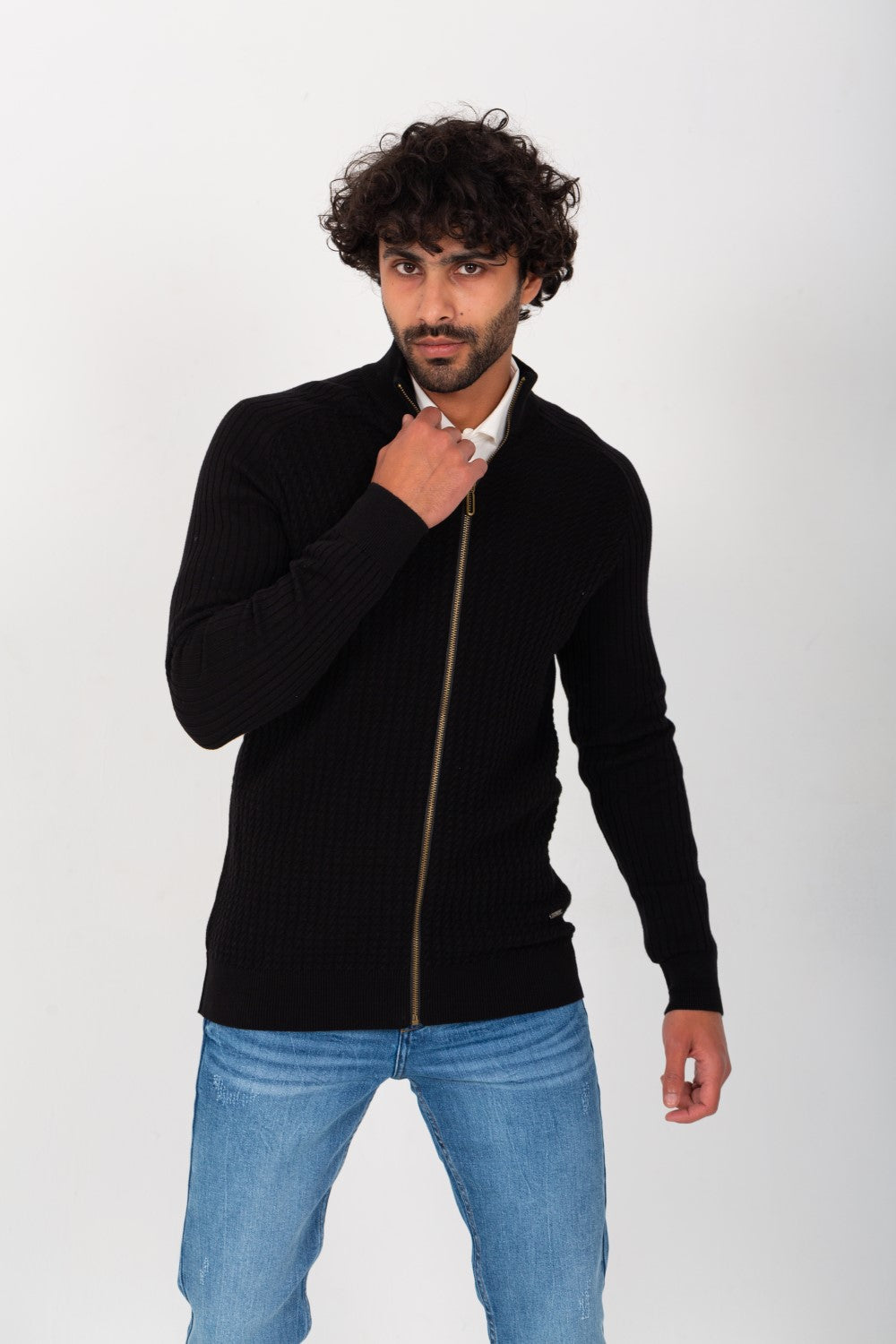 Men's Slim Fit Full Zipper Unique Style Soft Wool Pullover