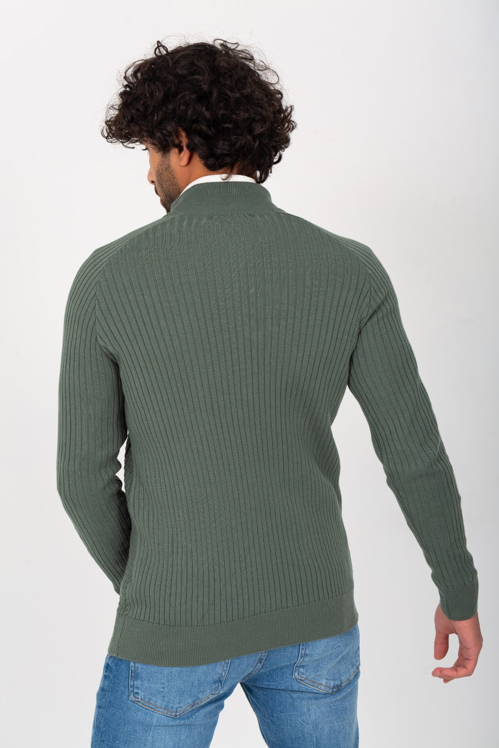 Men's Slim Fit Full Zipper Unique Style Soft Wool Pullover