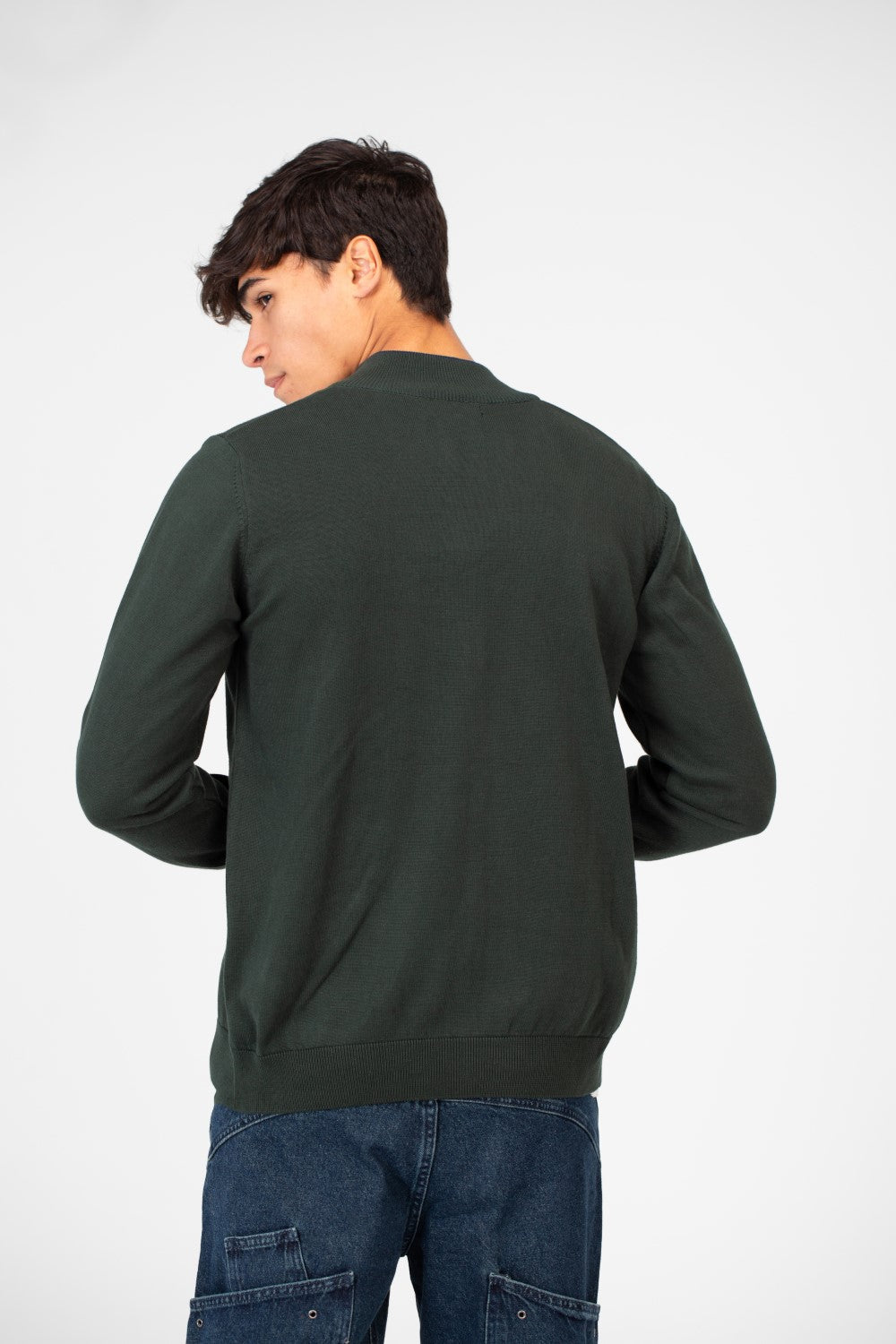 Men's Cotton Sweater Pullover With A Round Neck And Full Zip