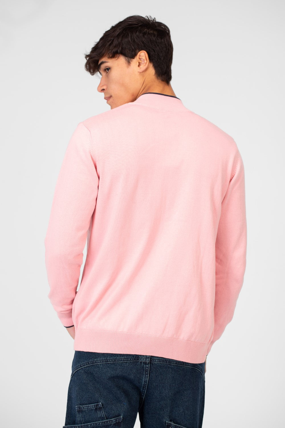 Men's Cotton Sweater Pullover With A Round Neck And Full Zip