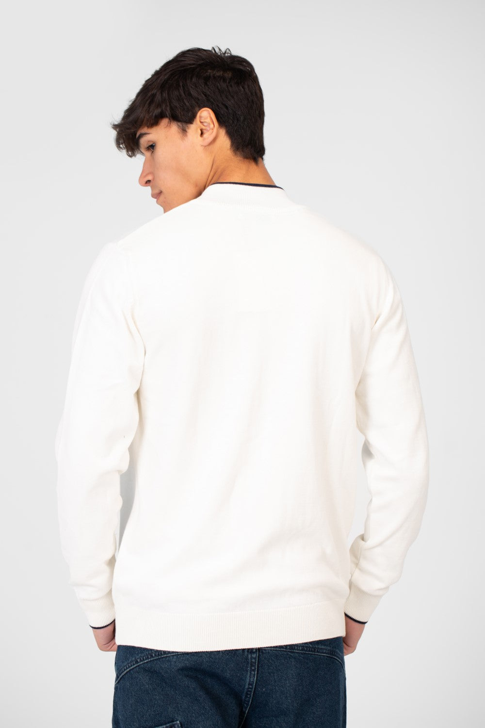 Men's Cotton Sweater Pullover With A Round Neck And Full Zip