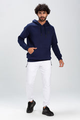 Men's Slim Fit Hoodie Made Of Comfort Melton Padded Front Printed Sweatshirt