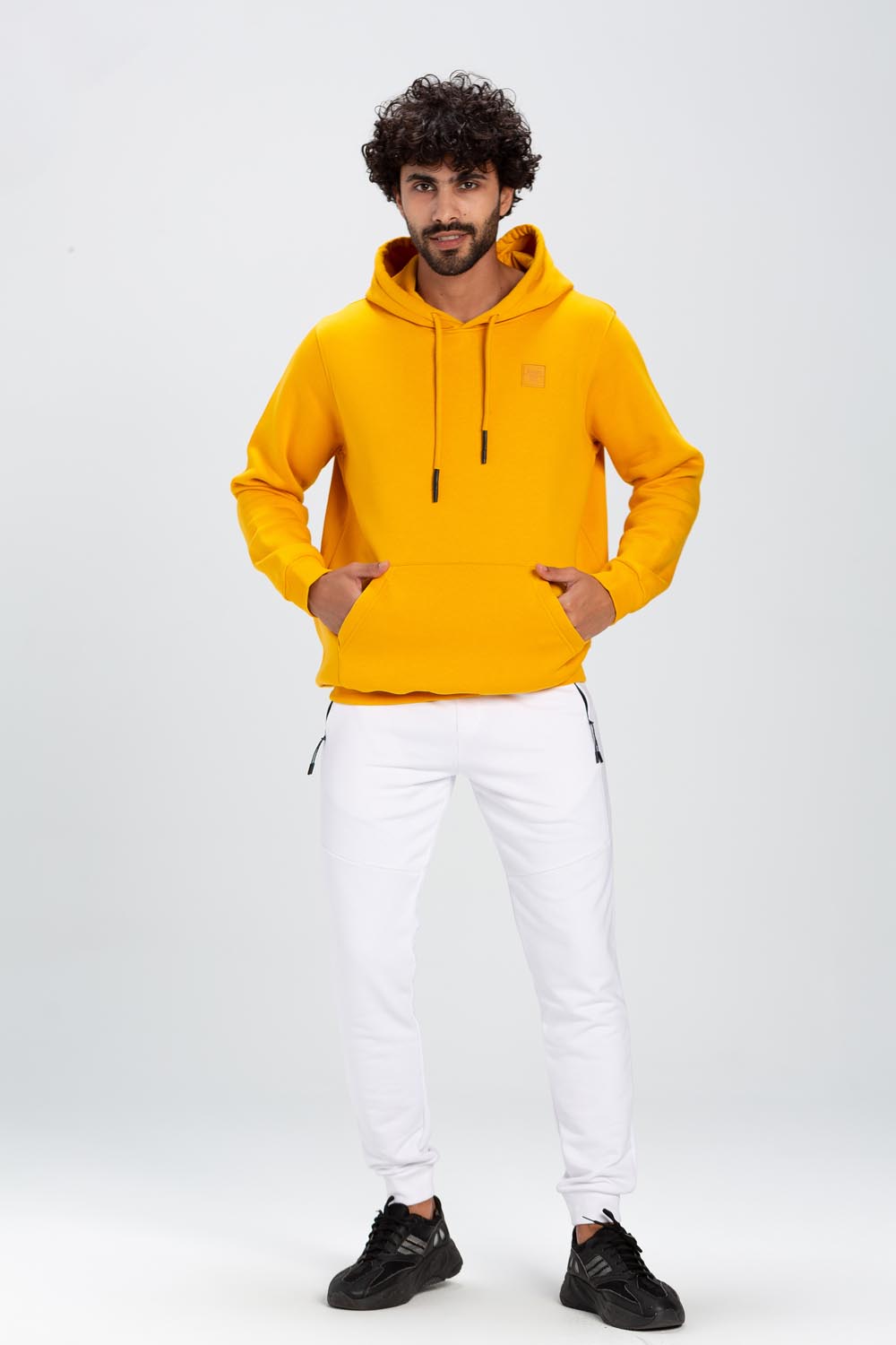 Men's Slim Fit Hoodie Made Of Comfort Melton Padded Front Printed Sweatshirt