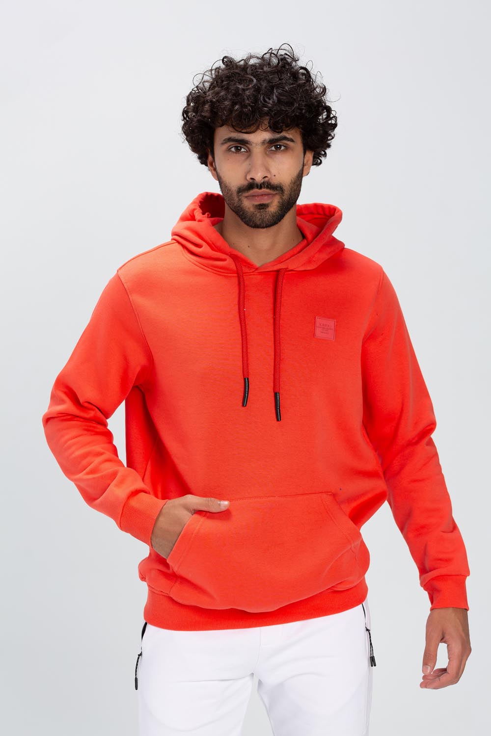 Men's Slim Fit Hoodie Made Of Comfort Melton Padded Front Printed Sweatshirt