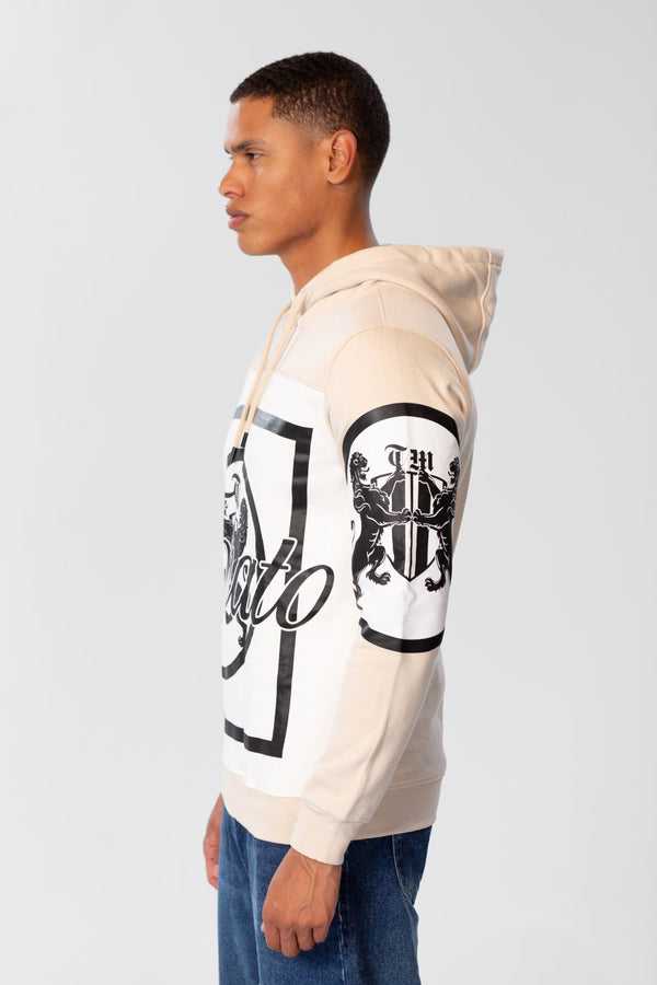 Men's Hoodie With Front And Shoulder Print And Long Sleeves