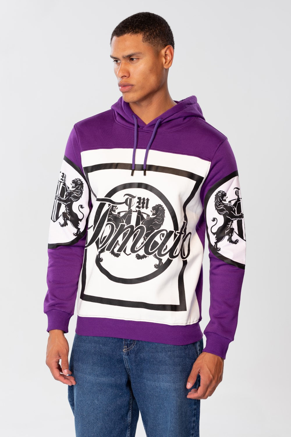 Men's Hoodie With Front And Shoulder Print And Long Sleeves