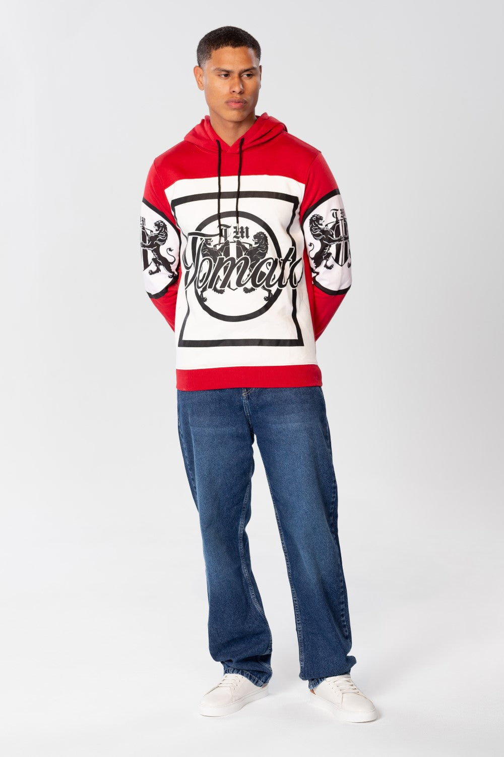 Men's Hoodie With Front And Shoulder Print And Long Sleeves