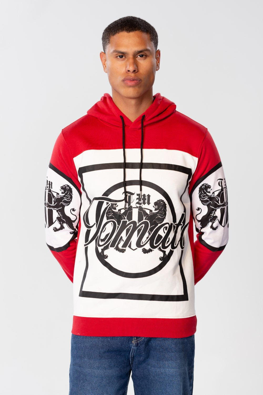 Men's Hoodie With Front And Shoulder Print And Long Sleeves