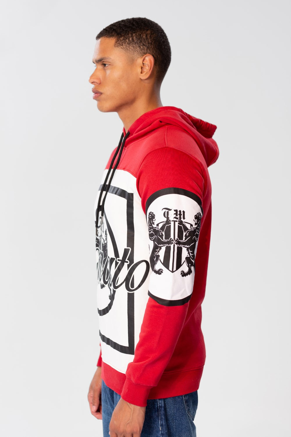 Men's Hoodie With Front And Shoulder Print And Long Sleeves