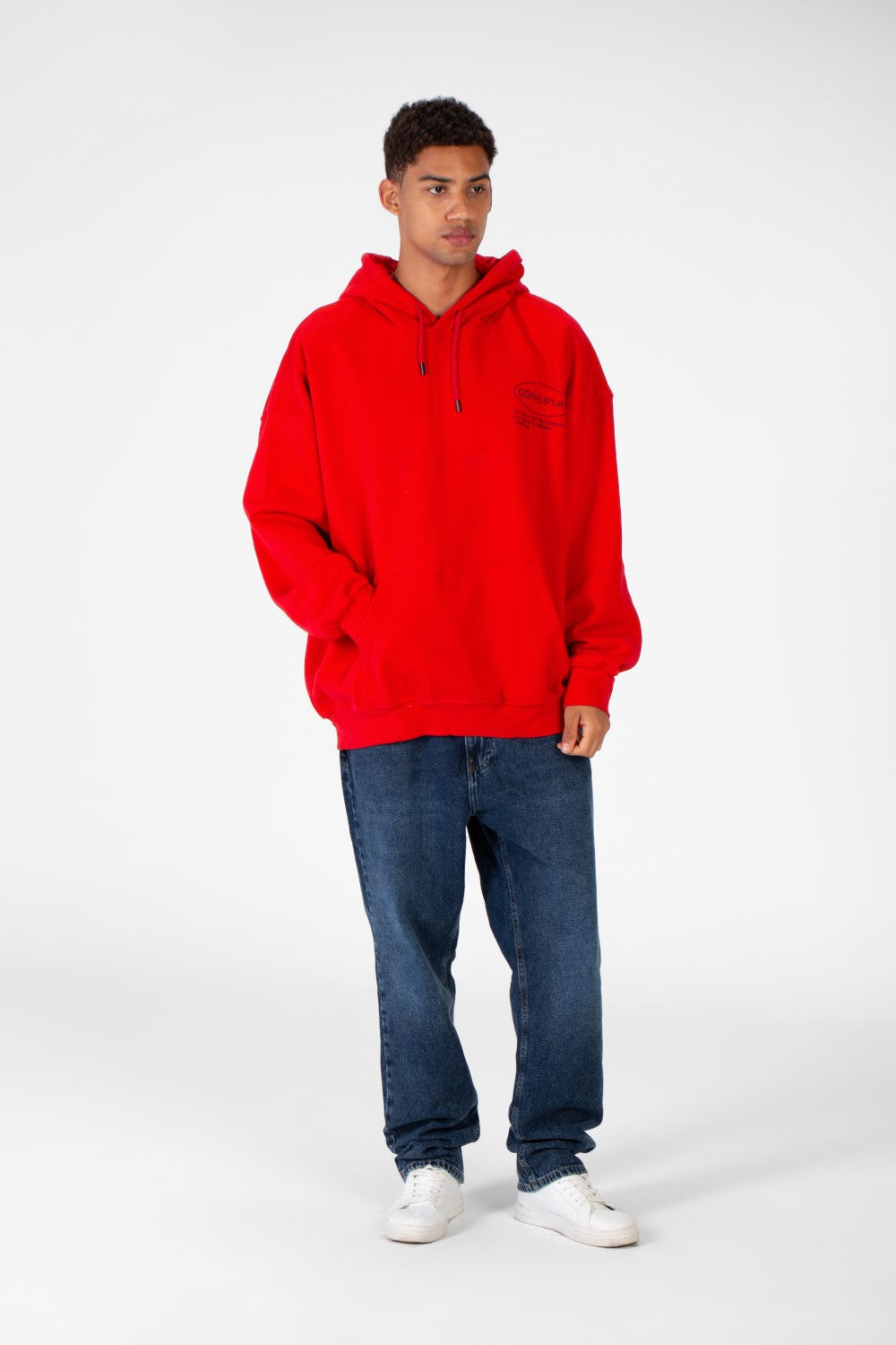 Men's Regular Fit Hooded Sweatshirt Made Of Melton Material