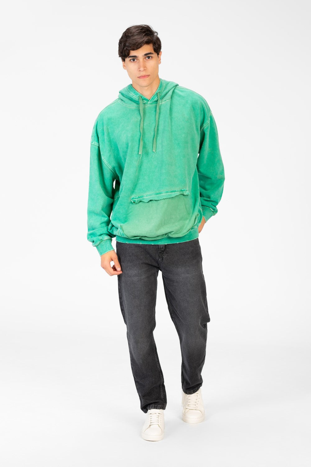 Men's Oversized Washed Hoodie Sweatshirt With Front Pocket