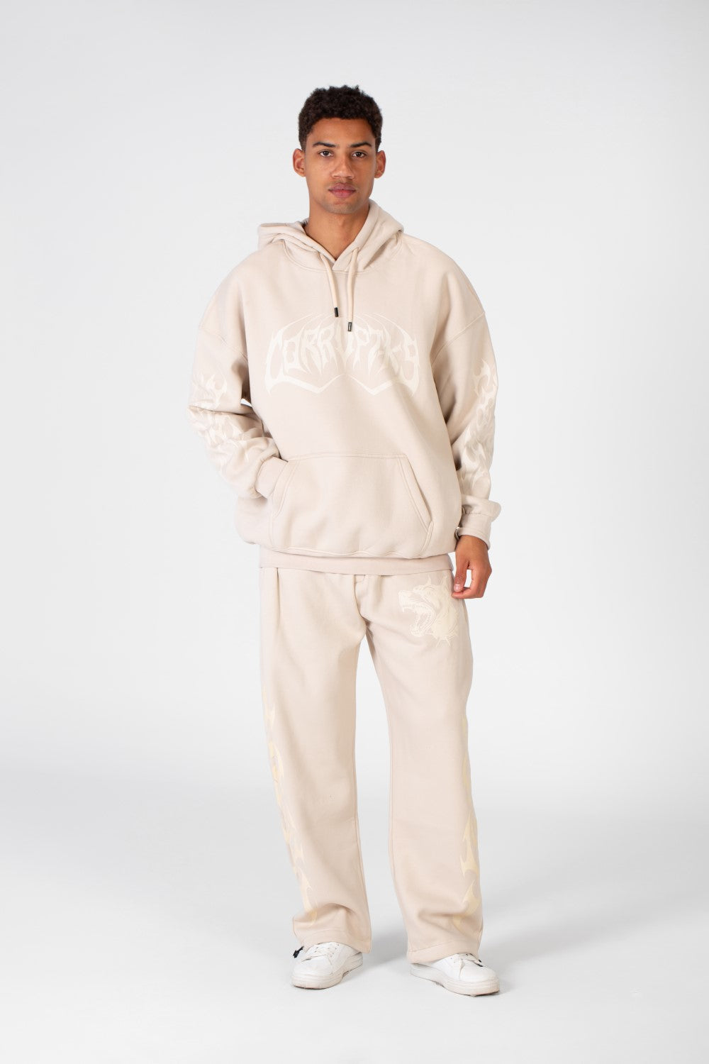 Men's Hooded Printed Sweatshirt Made From Melton Material