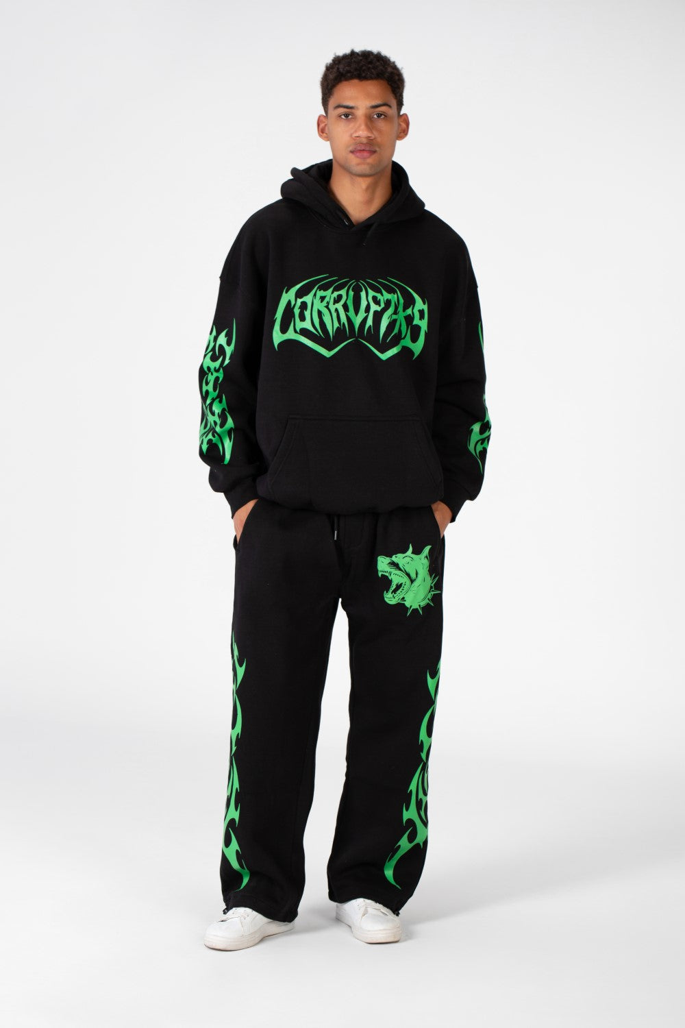 Men's Hooded Printed Sweatshirt Made From Melton Material