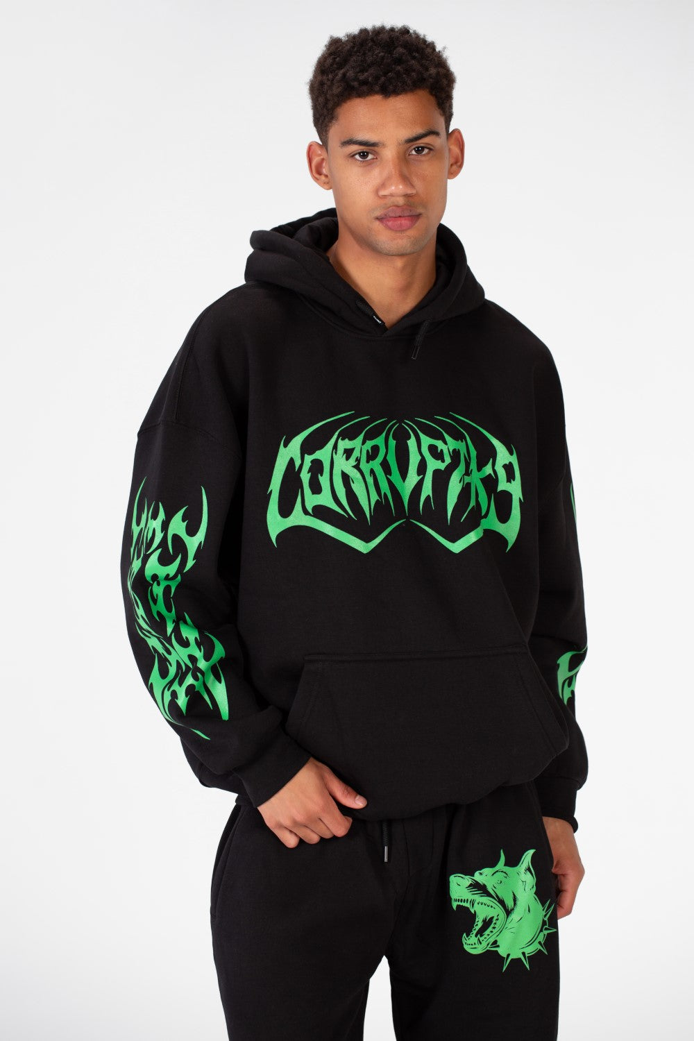Men's Hooded Printed Sweatshirt Made From Melton Material