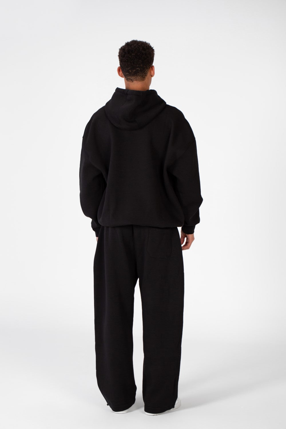 Men's Over Size Hood Sweatshirt With Front Print In Melton Material