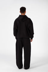 Men's Over Size Hood Sweatshirt With Front Print In Melton Material
